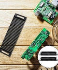 2 Pack Anti Static PCB Tray Racks With 25 Slots ESD Safe Bar Brackets on wooden surface with electronic components