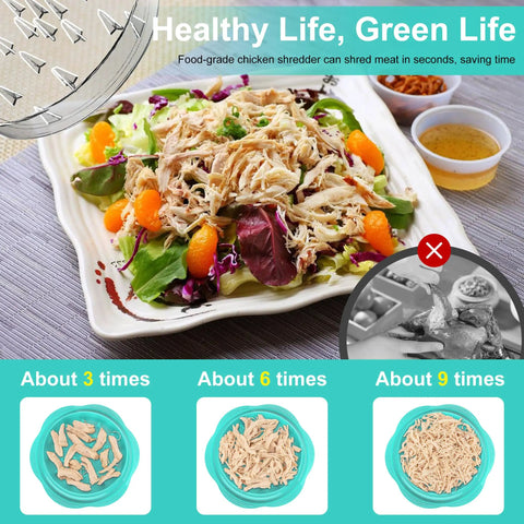Twist Chicken Shredder Tool Large Meat Shredder With Brush And Fork Mint Green Easy Shredding For Pulled Chicken Barbecue Quick Prep Kitchen Gadget Must Have, mint green shredded chicken salad