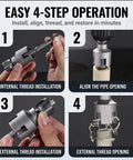 Step-by-step guide for Heavy Duty 4 In 1 Water Pipe Wrench With Integrated Threader For PVC installation process.