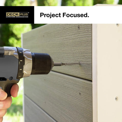 Drill driving Brown Star-Drive Deck Screws For Composite And Treated Wood No Pre-Drill Needed into decking panel