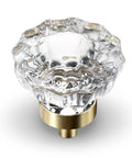 Gold Crystal Cabinet Knobs 8 Pack With Round Flower Design For Dresser, Cupboard, Closet And Drawers, glass and alloy base