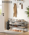 3 Tier Metal Shoe Rack Organizer For Entryway Space Saving Stackable And Flexible Use Upright Or Upside Down Fits 20 To 24 Pairs