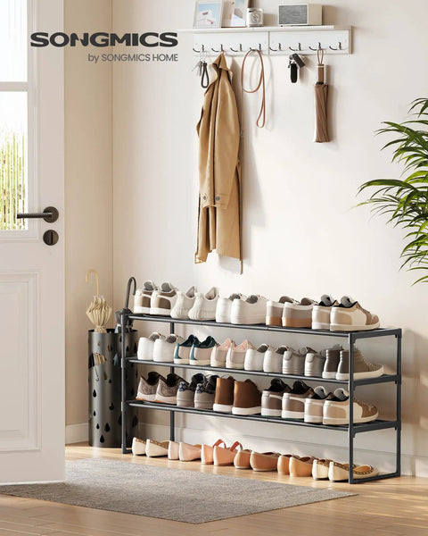 3 Tier Metal Shoe Rack Organizer For Entryway Space Saving Stackable And Flexible Use Upright Or Upside Down Fits 20 To 24 Pairs