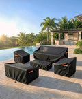 Heavy Duty 600D Outdoor Chair Covers Waterproof For Swivel, Lounge, Rocking And Adirondack Chairs, 2 Pack, shown poolside