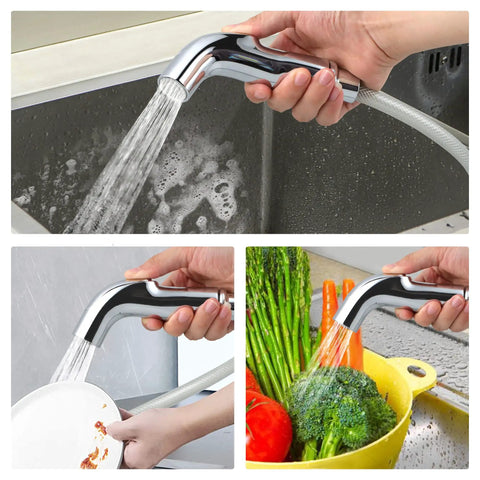 Universal Kitchen Sink Spray Attachment Pull Out Faucet Sprayer Head Brushed Nickel Finish washing veggies in sink