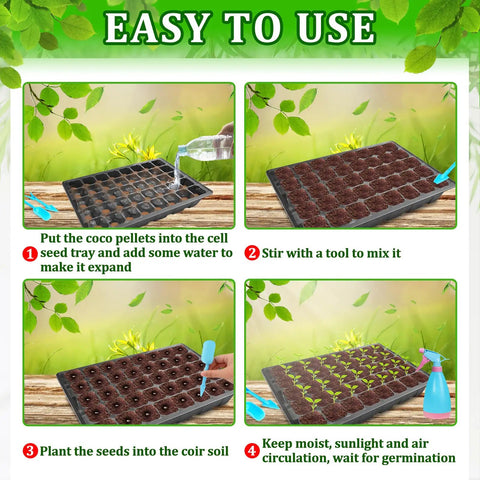 Two Pack All In One Seed Starter Trays With 80 Coco Pellets Humidity Covers No Fuss Indoor Seed Germination System For Herbs Vegetables And Flowers Seed Starter Kit