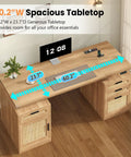 60 Inch Electric Standing Desk With Solid Oak Surface And Rustic Rattan Frame For Home Office featuring 60.2" spacious tabletop dimensions.