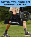 Person carrying 20 Foot Outdoor Volleyball Net Set With Anti Sag Net Adjustable Iron Poles Durable Carry Bag Soft PU Volleyball And Pump Quick Setup
