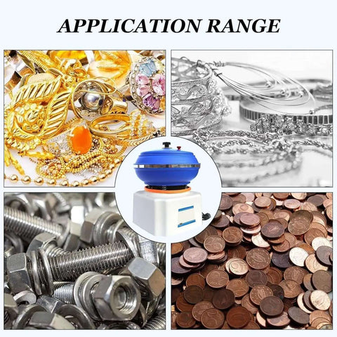 335mm Electric Jewelry Vibration Tumbler Polisher With 6.2L Rock Tumbler Bowl ideal for polishing jewelry, metal parts, coins, and more.