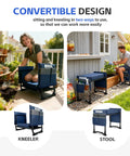 Upgraded Garden Kneeler And Seat With 9.8 Inch Wide And 3 Inch Thick Kneeling Pad, Heavy Duty Stool With 2 Large Tool Bags, Blue