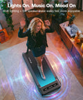 Heavy Duty Under Desk Walking Pad Treadmill With Auto Incline Smooth Glide Motor For Your Home Office Setup, featuring RGB lighting and speaker.