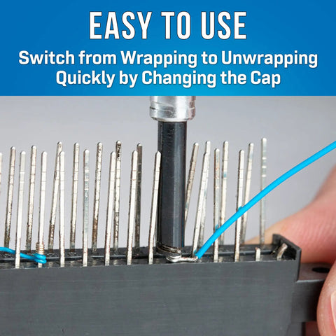Two In One Handy Wire Wrapping And Unwrapping Tool For 22 24 AWG Wire tool showing precise wire wrap on pins in close-up view