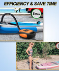 Image showing Electric Portable Paddle Board Pump For SUP With Auto Off And 20 PSI Beast Power Air Compressor inflating a kayak.