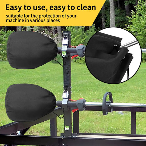 Tough All Weather Trimmer Engine Cover Set For Weed Eater Edger Pole Saw Brush Cutter And Hedge Trimmers Three Piece Waterproof Black Kit