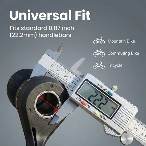 21 Speed Twist Shifter Set With Left And Right Revoshift Grips For Mountain And Hybrid Bikes shown with 22.2mm handlebar fit