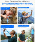 Gravity Water Filter Straw For Camping And Backpacking, 5 Stage Filtration With 0.1 Micron Membrane, in various uses