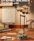 Dope Pendulum Balance Toy 3D Wooden Puzzle Kit For Adults, retro road tripper car on desk