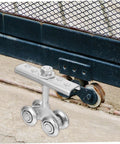Heavy duty sliding door track roller delivers smooth, whisper-quiet operation for cabinets, closets, and industrial spaces. Installed view.