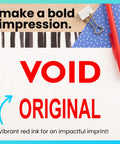 Slick Self Inking Rubber Stamp With Bold Red Ink For Quick Paid Documents And Relaxed Office Vibes That Runs Smooth As Butter and features clear 'VOID' imprint on paper.
