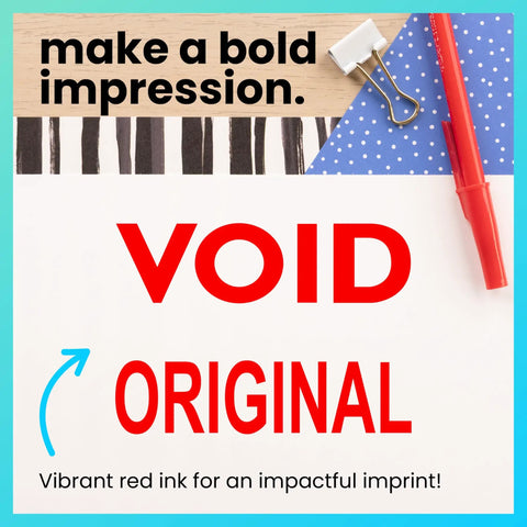 Slick Self Inking Rubber Stamp With Bold Red Ink For Quick Paid Documents And Relaxed Office Vibes That Runs Smooth As Butter and features clear 'VOID' imprint on paper.