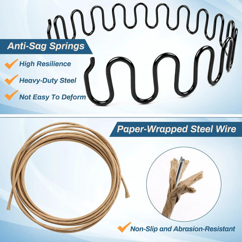 Heavy Duty Couch Spring Repair Kit To Patch Up Sagging Seats Fast All In One Upholstery Rebound Tool with anti-sag springs and wire.