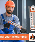 Man using PU440 Polyurethane Concrete Sealant 1 Pack Non Sag Caulk For Joints Walls Sidewalks Foundations Moisture 10.1 Fl Oz