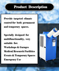 Shop Grade Industrial Air Conditioner And Portable Spot Cooler Equipped With Dual Venting Tubes For No Sweat Cooling Inside Factories Warehouses And Garages 220V 1800W Powerhouse Built To Tackle Any Shift, blue portable AC unit with dual tubes for targeted cooling.