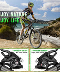 Cyclist on trail with 3x7 21 Speed Bike Shifter And Brake Lever Set for Mountain Road BMX MTB Bicycle with aluminum alloy build