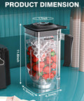 K90 Replacement Pitcher Cup for WantJoin Blender Shield Enclosure, 2200ml Capacity, filled with strawberries and ice