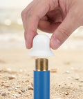 Get Your Patio Umbrella Looking Like New With These Durable White Plastic Top Cap Replacement Kits Perfect For Wind Weather Resistance And Easy Outdoor Sun Shade Maintenance Upgrades For Fishing Or Garden Vibes. White plastic umbrella top cap on brass threaded pole, beach use