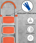 Orange step ladder with focus on blue Heavy Duty Concrete Anchors And Screws Kit For Drywall Masonry And Brick 180 Piece Wall Hanger Set With 90 Drywall Anchors And 90 Flat Head Screws Includes Drill Bit For Picture Frames And Wall Decor, showing load capacity and features.