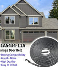 House with garage displaying Seven Foot Garage Door Drive Belt Assembly Replacement Kit DIY Ready For LiftMaster Chamberlain Craftsman Whisper Drive Fits 41A5434 1 41A5434 11 041A5434 11 233 And A Half Inch End To End Length with garage door belt pictured in front