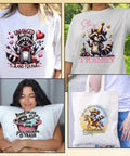 Sixteen Cute Raccoon Iron On Patches For T Shirts Bags And More Ready To Press Heat Transfer Vinyl Stickers set on shirts and pillowcase