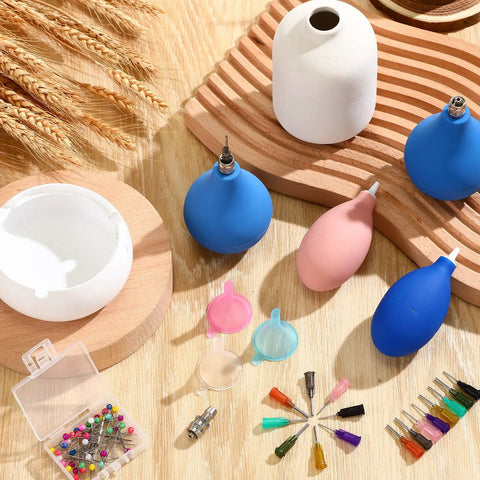 Pro Grade Pottery Tools Kit 102 Piece Ceramic Precision Applicator Set With Squeeze Bottles Multiple Nozzles 40 Needles Filling Funnels Metal Connector And Unclog Pins For Fine Glaze Work, assorted tips