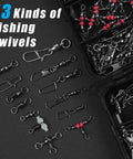 Ultimate Fishing Swivels Kit With Ball Bearing And Rolling Barrel Swivels, Crossline Three Way Swivels, Duo Lock And Coast Lock Snaps, Crane Barrel Options, Pro Grade High Strength Connectors For Bass, Trout, Saltwater And Freshwater, 13-piece kit
