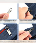 Detachable Metal Zipper Pull Replacement Kit With Six Heads And Six Extension Cords for quick DIY zipper fixes on the go
