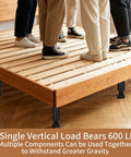 Kick Up Your Setup With These Swappable Heavy Duty Adjustable Metal Furniture Legs An Eight Piece Kit Lifting Beds Couches Cabinets And Dressers Four Point Seven To Eight Two Inches High, demonstrating load capacity with multiple people standing.