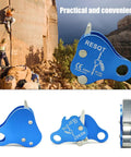 Rock Climbing Rope Grab And Belay Device For Mountaineering And Rescue, Pro Grade Lightweight Magnesium Alloy Ascender in blue