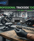 Person using Motorcycle Chain Rivet Tool Replacement For Motion Pro PBR Chain Tool 08 0470 on motorcycle chain in workshop