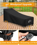 Waterproof Patio Chaise Lounge Chair Cover For Outdoor Furniture, heavy duty protection with UV shield, on a deck