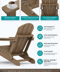 Foldable Adirondack Chair Set Of 2 With Built In Cup Holder Weather Resistant Space Saving Foldable Outdoor Chairs With Features Highlighted