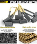 Hella Durable Job Site Essential Eight Pack Replacement Electric Motor Carbon Brushes Part Numbers 445861 03 And 445861 25 showing graphite and brass components.