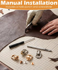 4 Pcs D Ring Hardware Kit For Purses And Bags 360 Degree Rotatable D Ring Studs And Screw Ball Rivets on a craft table