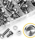 224 Piece M6 Stainless Steel Hexagon Flange Bolt Nut Washer Set Metric Fasteners Assortment Kit For Auto DIY And Heavy Duty Repairs With Precision Threads, M6 bolts in organizer