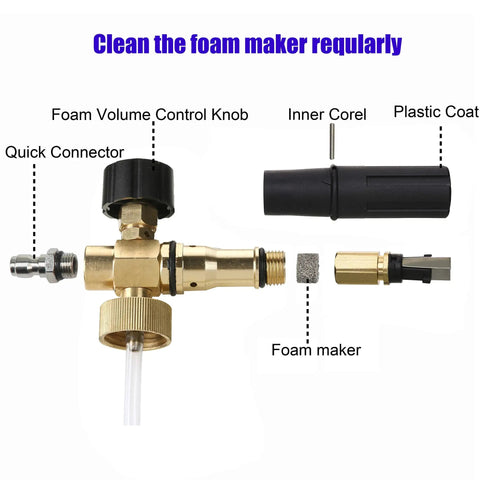 Adjustable Foam Cannon With One Quarter Inch Quick Connect, 1 Liter Capacity, disassembled parts detailed view