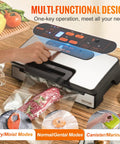 Killer Suction 90Kpa Dual Pump Vacuum Sealer Machine Keeps Grub Fresh With Easy Auto And Manual Settings Built In Plastic Bag Cutter And External Hose for sealing meats and fish.