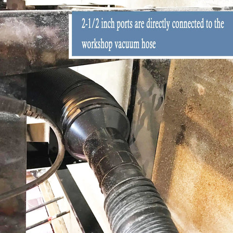 Installed 4 Inch To 2-1/2 Inch Dust Hose Reducer Attachment No Fuss For Easy Dust Collection, connecting hoses.