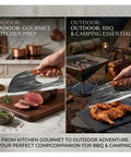 Hand Forged High Carbon Steel Chef Knife And Cleaver Set For Kitchen, BBQ And Camping used for slicing meat and chicken