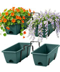 Pretty Cool Set Of Two Deck Railing Planters With No Sweat Hanging System Perfect For Balcony Window Boxes with flowers