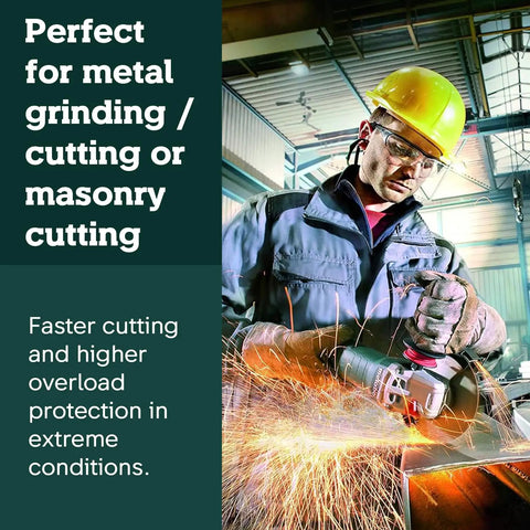 Worker using High Torque Angle Grinder With Electronic Variable Speed, 13.5 Amp, 2800 To 9600 RPM for metal cutting